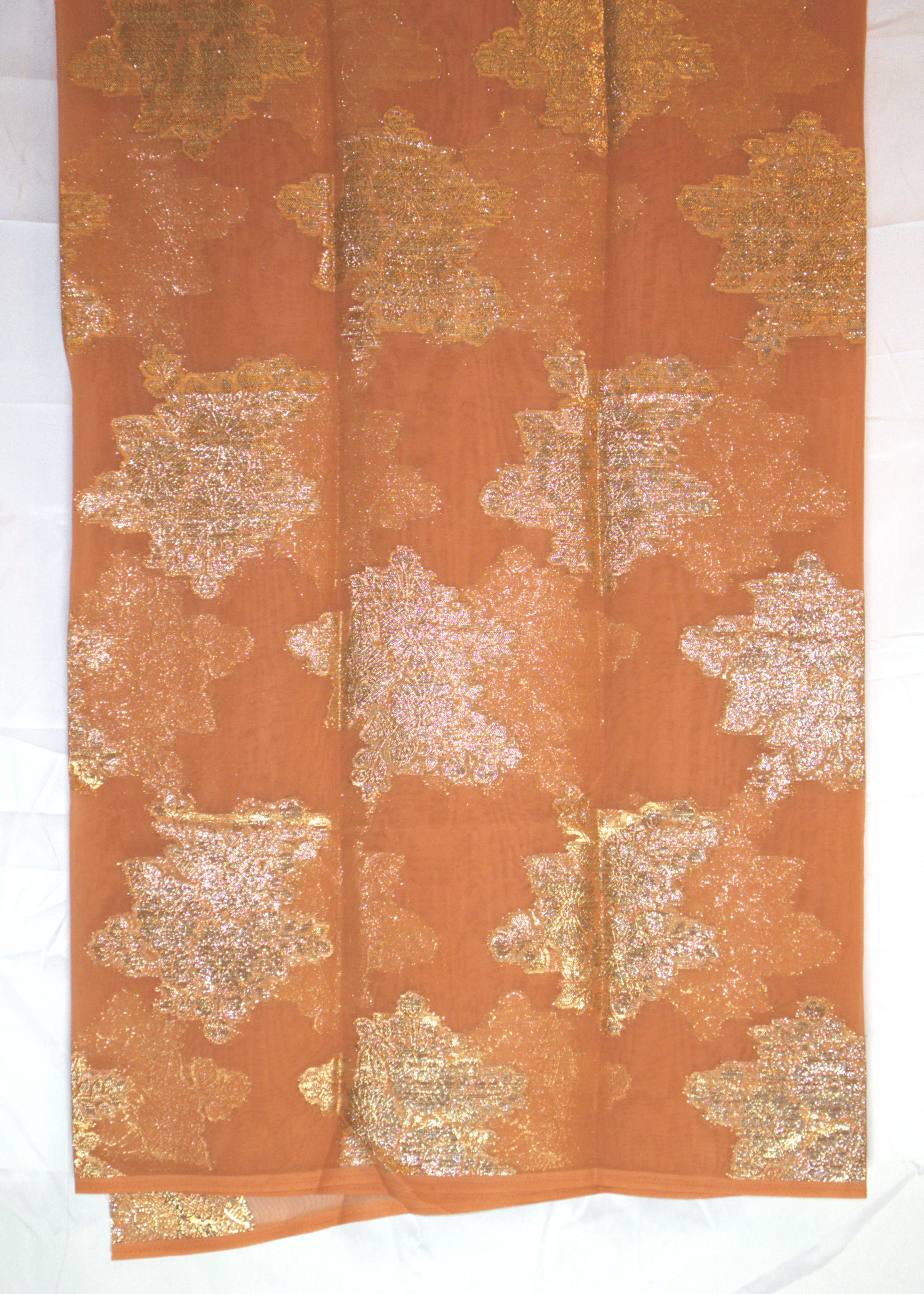 Hijab (Gabsaar) – Orange with Gold Floral