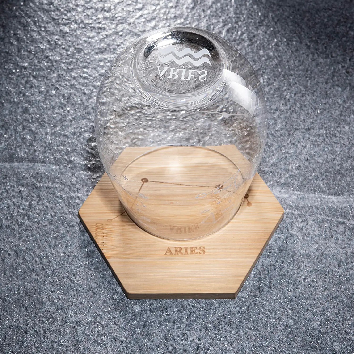 Set of 2 Zodiac Sign Wine Glasses with 2 Wooden Coasters by The Wine Savant - Astrology Drinking Glass Set with Etched Constellation Tumblers for Juice, Water Home Bar Horoscope Gifts 18oz (Aries)
