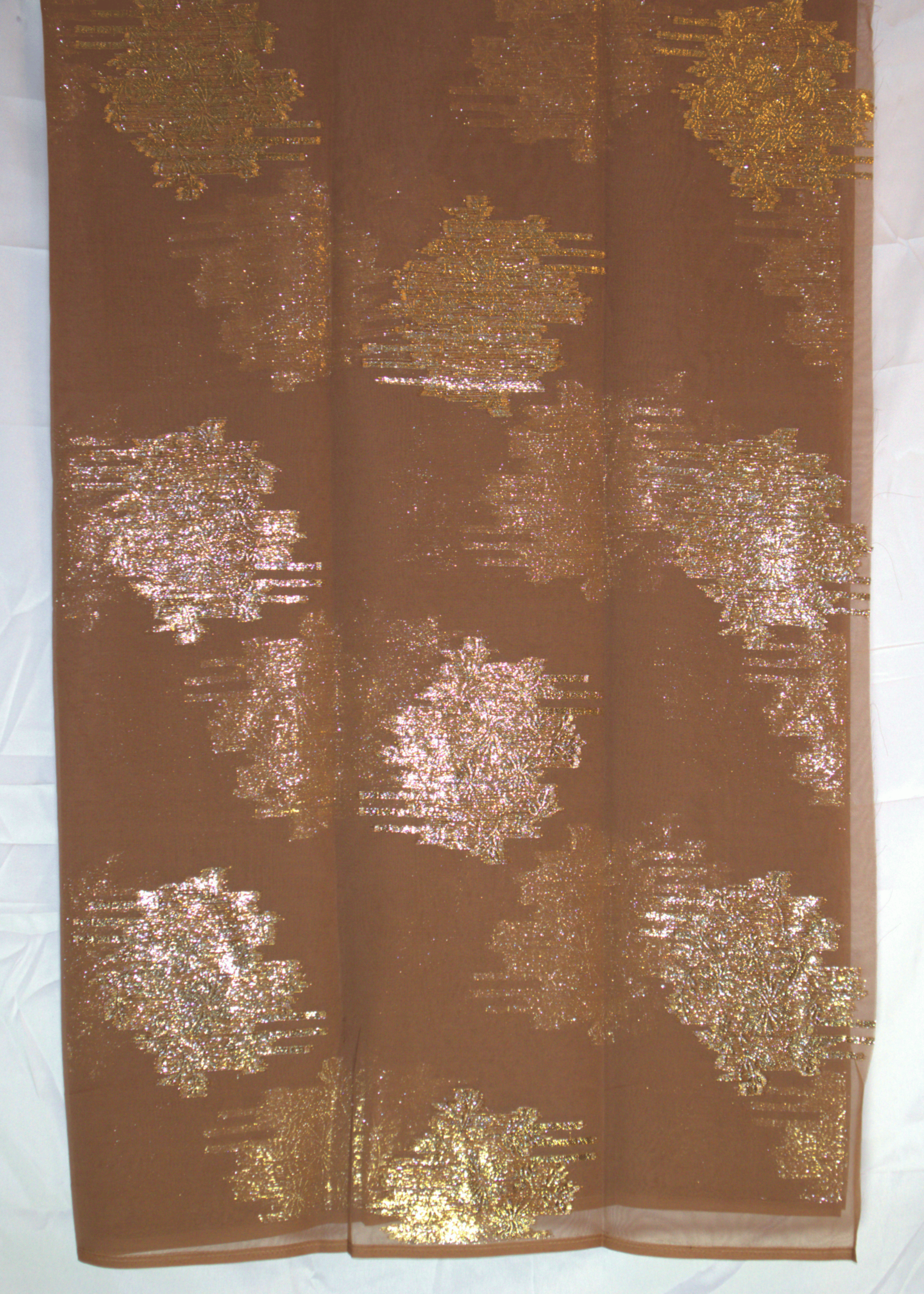 Fancy Dyed Hijab (Gabsaar) – Brown with Gold Floral